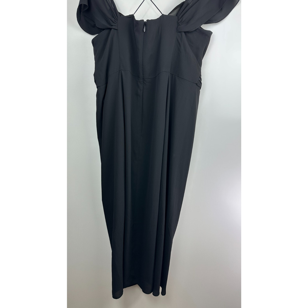 City Chic Entwine Ruched Cold Shoulder Tulip Midi Dress Black Plus Size L 20 - Picture 9 of 14